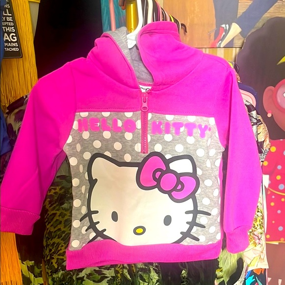 Hello Kitty Other - Hello Kitty Pink and Gray Kids Hoodie